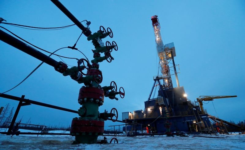 A well head and drilling rig in Russia’s Yarakta oilfield. (Reuters)