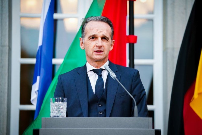 German Foreign Minister Heiko Maas speaks at a press conference in front of Villa Borsig, Tuesday, Oct. 6, 2020, in Berlin, Germany. (WAM)