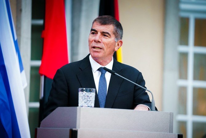 Israeli Foreign Minister Gabi Ashkenazi speaks at a press conference in front of Villa Borsig, Tuesday, Oct. 6, 2020, in Berlin, Germany. (WAM)