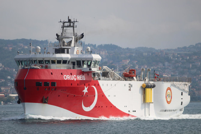 Turkey is redeploying its seismic research vessel Oruc Reis, above, into the eastern Mediterranean. The ship earlier triggered diplomatic tensions and rival naval maneuvers. (Reuters)