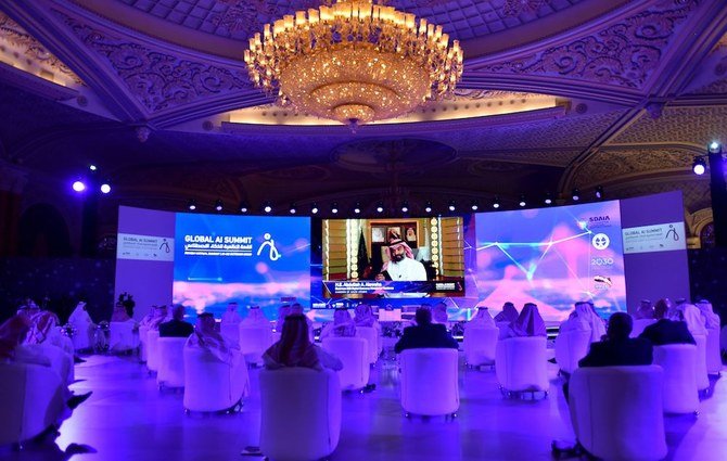 Guests attend the Global AI Summit in the Saudi capital Riyadh. (AFP)
