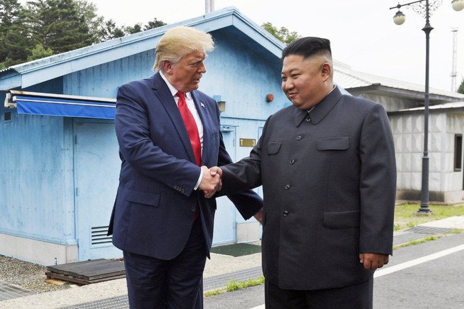 President Donald Trump meets with North Korean leader Kim Jong Un at the border village of Panmunjom in the Demilitarized Zone, South Korea, on June 30, 2019. (AP Photo/Susan Walsh, File)