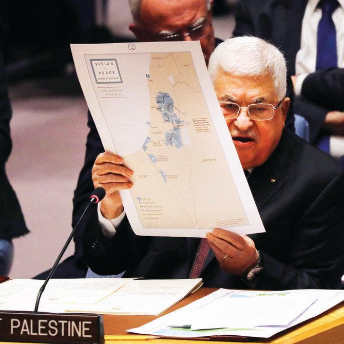 Palestinian President Mahmoud Abbas speaking at the UN Security Council. Below: Israel PM Benjamin Netanyahu. AFP Israeli Prime Minister Benjamin Netanyahu gives a briefing on coronavirus developments in Israel at his office in Jerusalem, on September 13, 2020. - Israel’s government announced it would impose a three-week nationwide lockdown in an effort to stem one of the world’s highest novel coronavirus infection rates after a surge in cases. (Photo by Yoav Dudkevitch / POOL / AFP)