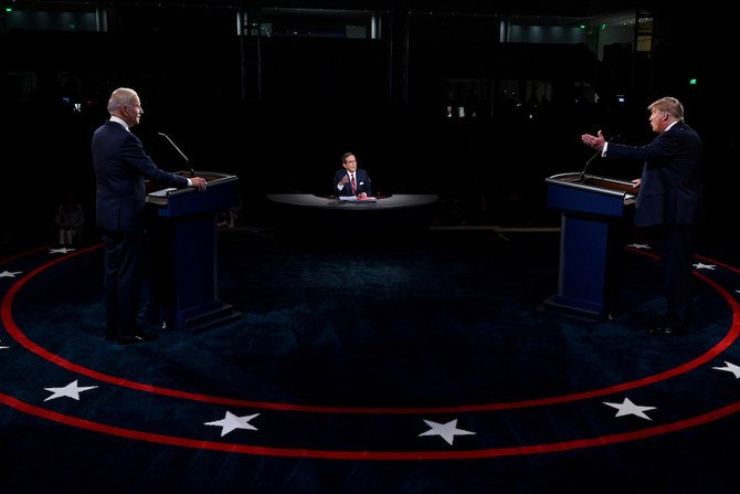 Donald Trump and Joe Biden in their first 2020 presidential campaign debate held in Ohio. (Reuters)