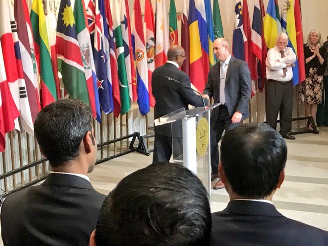 Mayor of Houston Sylvester Turner (left) appoints Chris Olson as Director of Trade and International Affairs for the City of Houston, Sept. 7, 2018, Houston City Hall, Houston, Texas, US. (Twitter Photo)