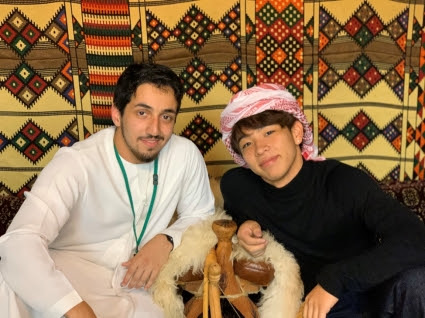 Abdulrahman Al Hashimi with his Japanese classmate in Japan. (Supplied photo)