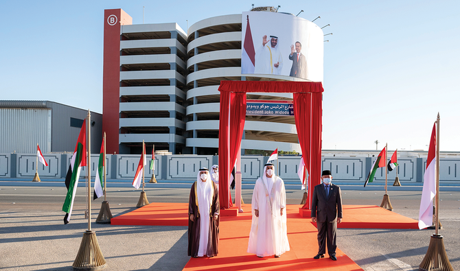 Abu Dhabi Crown Prince Sheikh Mohammed bin Zayed Al Nahyan at the ceremony for the renaming of Al-Ma’arid Street to President Joko Widodo Street. (Supplied)