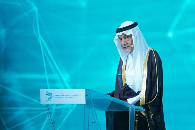 Prince Turki Al-Faisal, chairman of the King Faisal Center for Research and Islamic Studies, addresses the summit in Riyadh on Saturday. (SPA)