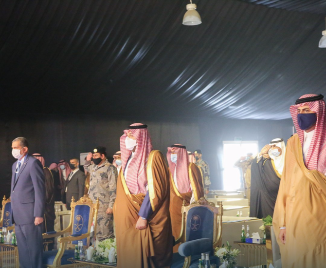 Saudi officials attend the inugartion ceremony of the Arar border crossing. (Saudi customs)