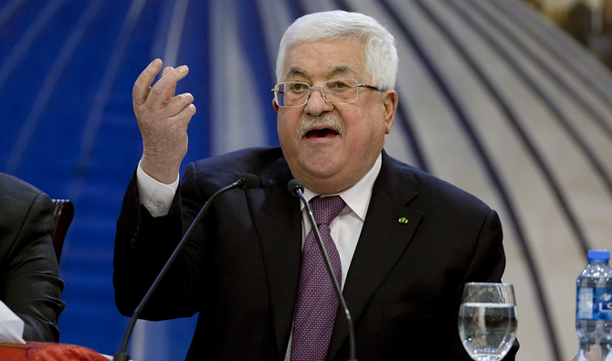 Palestinian President Mahmoud Abbas speaks after a meeting of the Palestinian leadership in the West Bank city of Ramallah. (AFP)