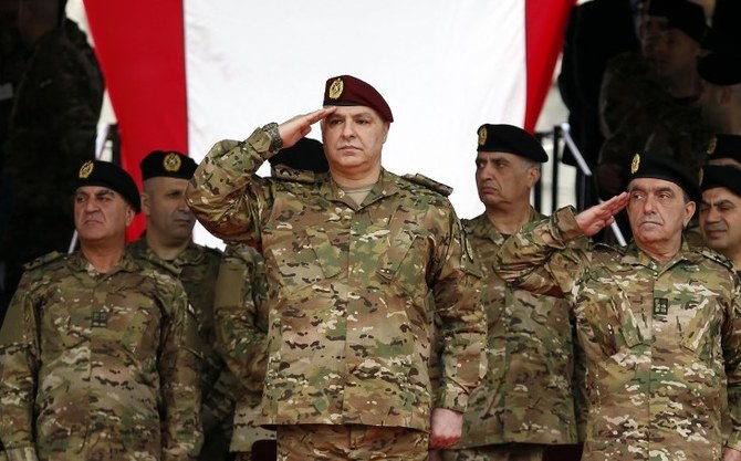 Lebanese Army Commander in Chief General Joseph Aoun (C). (File/AFP)