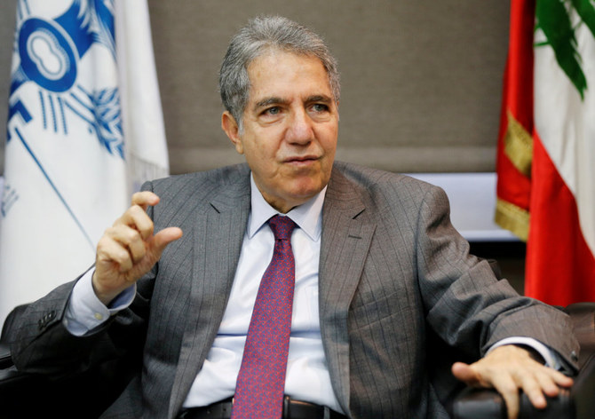 Lebanon's Finance Minister Ghazi Wazni gestures as he speaks during an interview with Reuters in Beirut on March 12, 2020. (Reuters/Mohamed Azakir/File Photo)