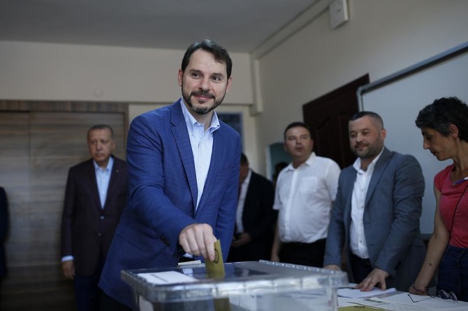 President Recep Tayyip Erdogan’s son-in-law quit as the deputy head of Turkey’s huge sovereign wealth fund on Friday. (File/AP)