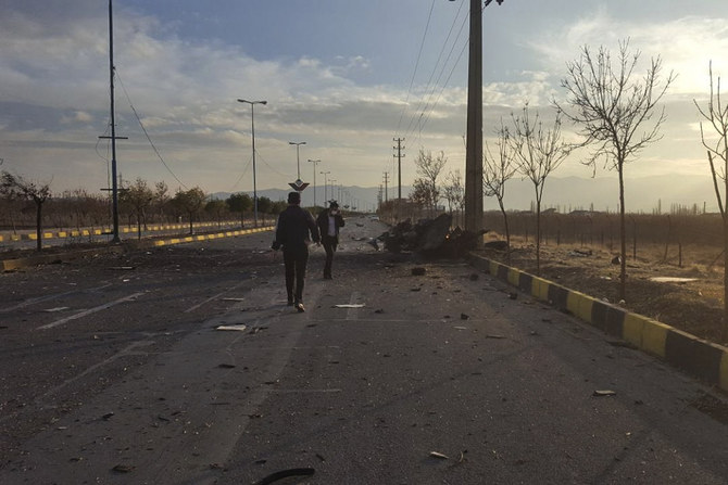 The scene where Mohsen Fakhrizadeh was killed in Absard, a small city just east of Tehran, can be seen on Friday, Nov. 27, 2020. (AP)