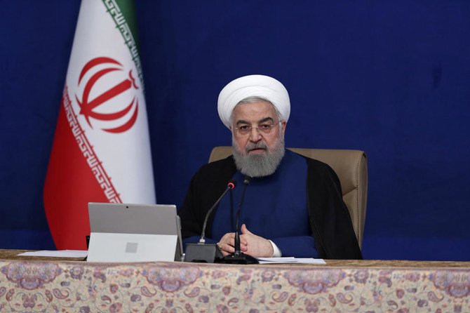 Iranian President Hassan Rouhani said Trump’s “administration’s harmful and wrong policy for the past three years was condemned by people all around the world.” (Iranian Presidency Office via AP)