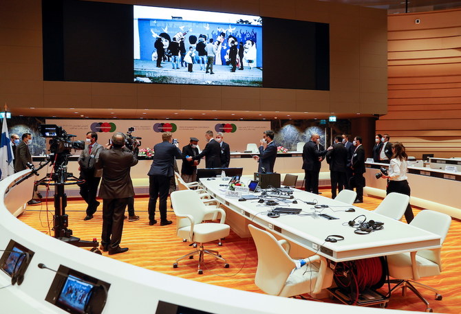 Afghanistan Conference participants arrive for the plenary session at the United Nations in Geneva, Switzerland November 24, 2020. (Reuters)