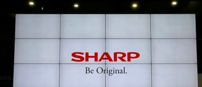  A logo of Sharp Corp is pictured at the Combined Exhibition of Advanced Technologies at the Makuhari Messe in Chiba, Japan, Oct. 2, 2017. (Reuters)