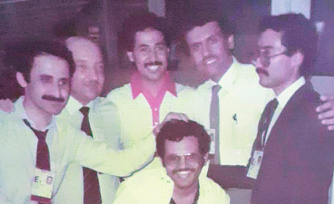 Tarek Ahmed Riri, second right, was part of the Saudi media delegation that accompanied the national team to the 1984 Summer Olympics in Los Angeles. (Supplied)