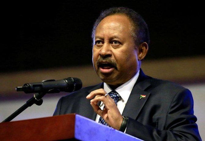 A file picture of Sudan’s Prime Minister Abdalla Hamdok speaking in Khartoum. (AFP)