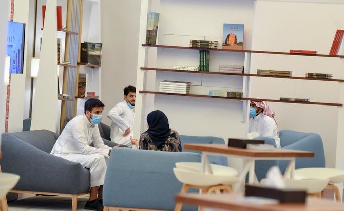 A mini library for media delegates to enjoy while resting between sessions at the International Media Center. (AN Photo/Basheer Saleh)