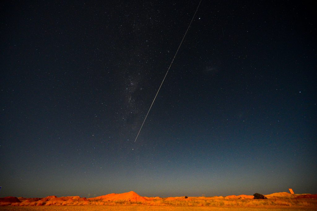 JAXA's Hayabusa-2 probe's sample drop to earth after landing on and gathering material from an asteroid some 300 million kilometres from Earth is seen from Coober Pedy in South Australia on December 6, 2020.