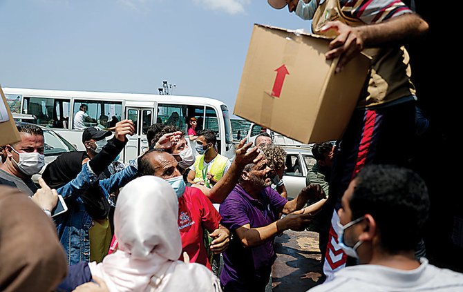 Growing numbers of Lebanese rely on emergency aid as the coronavirus pandemic adds to the country’s economic woes. (AFP)