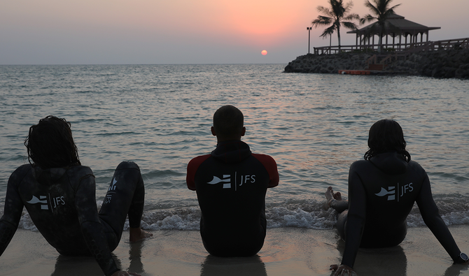 The Jeddah Freediving School co-founding trio of Osama Jouhari, Ishaq Farsi and Mariam Shalan grew up living by the sea and have practiced freediving for more than 10 years, breaking local, GCC, and continental records. (Photo/Supplied)
