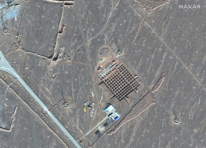 This Dec. 11, 2020, satellite photo by Maxar Technologies shows construction at Iran’s Fordo nuclear facility. Iran has begun construction on a site at its underground nuclear facility at Fordo amid tensions with the US over its atomic program, satellite photos obtained Friday, Dec. 18, 2020, by The Associated Press show. (AP)