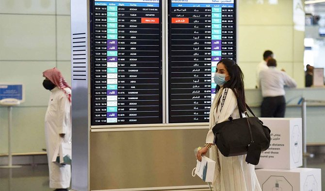 The Kingdom has suspended all international flights and passengers arriving or passing through countries where the new variant of the coronavirus appeared in the past three months must isolate at home for two weeks and take a PCR test every five days while in isolation. (AFP/File)