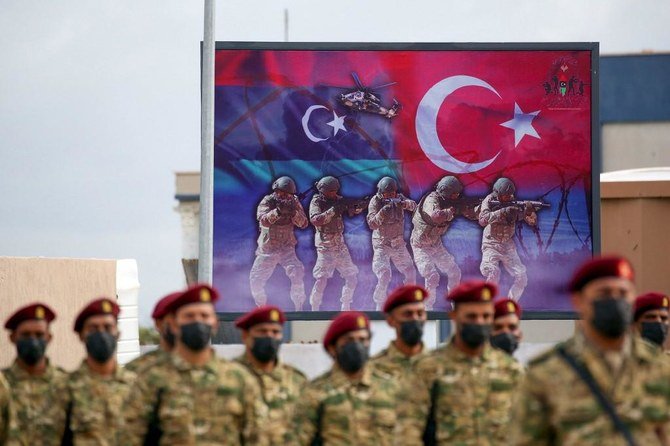 Libyan military graduates loyal to the UN-recognized government take part in a parade marking their graduation, a result of a military training agreement with Turkey, Nov. 21, 2020. (AFP)