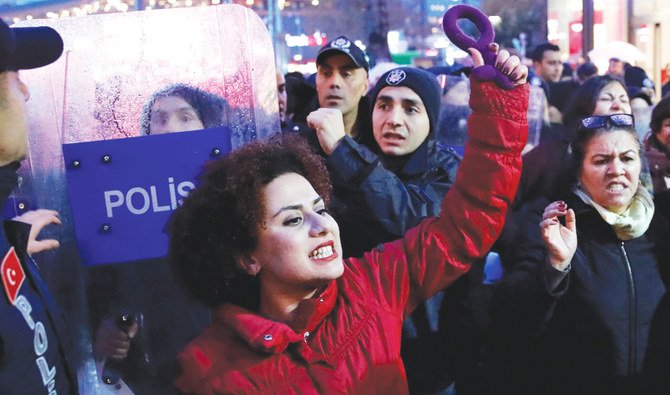 Women take out a protest demonstration in Ankara against the growth of violence and persecution against women and the inaction of the authorities. (Reuters/File)