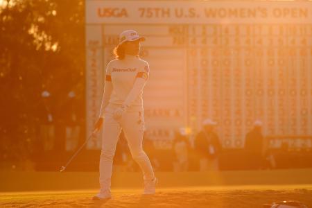 Japan's Hinako Shibuno, the 2019 Women's British Open champion, led on four-under par 209 after three rounds before dangerous weather halted Sunday's final round of the 75th US Women's Open. (AFP)