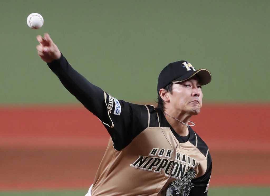 The right-hander spent six years with the Hokkaido Nippon Ham Fighters of Nippon Professional Baseball. (AFP)