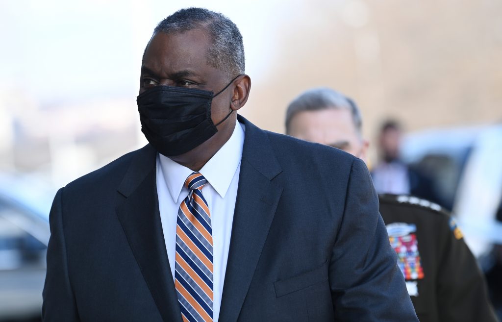 Incoming US Secretary of Defense Lloyd Austin arrives at the Pentagon in Washington, DC on January 22, 2021. (AFP)