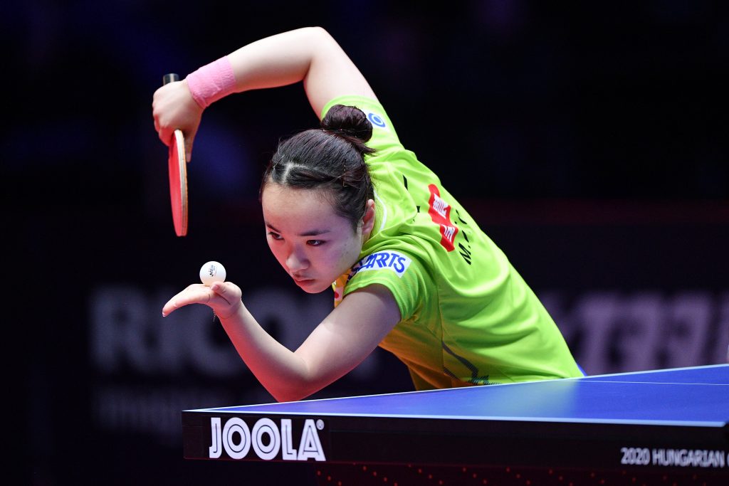 In this file photo taken on February 23, 2020 Japan's Mima Ito returns the ball to Taiwan's Cheng I-ching during the women's final at the ITTF World Tour competition in Budapest, Hungary. (AFP)
