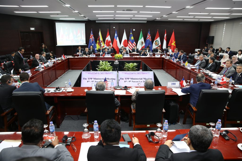 Trade ministers and delegates from the remaining members of the Trans Pacific Partnership (TPP) attend the TPP Ministerial Meeting ahead of the Asia-Pacific Economic Cooperation (APEC) leaders summet in the central Vietnamese city of Danang on November 9, 2017. (AFP)