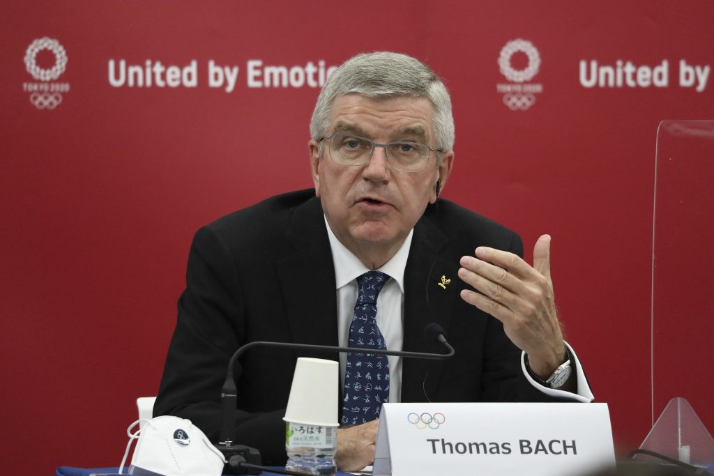 Thomas Bach, International Olympic Committee (IOC) President, speaks during the joint press conference between IOC and Tokyo Organizing Committee of the Olympic and Paralympic Games (Tokyo 2020) in Tokyo, Japan. (File photo/AP)