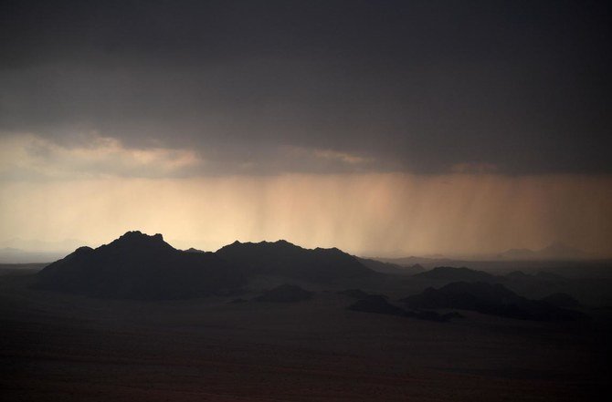 An aerial picture shows the landscape during stage 7 of the Dakar Rally 2021. (AFP)