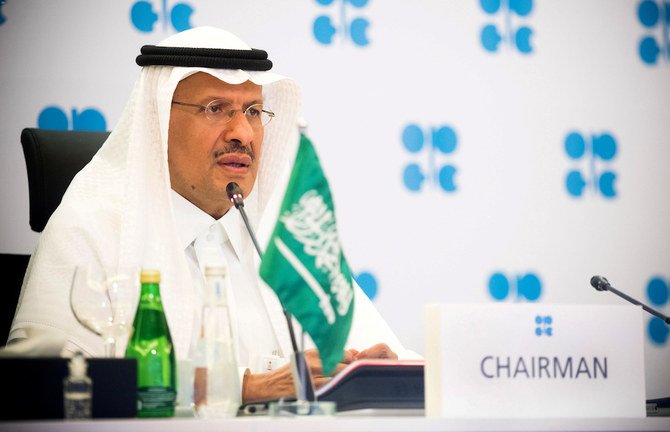 Saudi Arabia's Minister of Energy Prince Abdulaziz bin Salman announced a voluntary cut in oil production to help the economy and OPEC+ (Reuters/File)