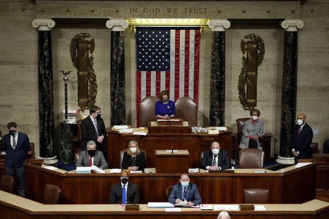 US Speaker of the House Nancy Pelosi speaks in the House Chamber during a reconvening of a joint session of Congress on January 6, 2021 in Washington, DC. (Drew Angerer/Getty Images/AFP)