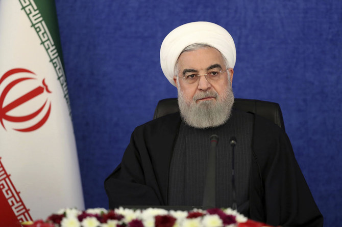 In this photo released by the official website of the office of the Iranian Presidency, President Hassan Rouhani attends a meeting in Tehran, Iran, Thursday, Jan. 7, 2021. (AP)