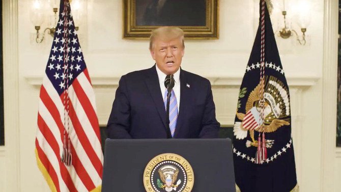 US President Donald Trump gives an address on January 8, 2021, a day after his supporters stormed the US Capitol in Washington. (Donald J. Trump via Twitter/via REUTERS)