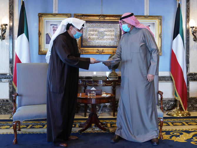 Kuwait’s Prime Minister Sheikh Sabah Al-Khalid Al-Sabah received Defense Minister Sheikh Hamad Jaber Al-Sabah and other government ministers at Seif Palace, where they handed their resignation. (KUNA)
