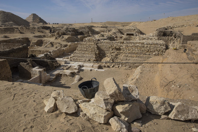 The excavation site of the funerary temple of Queen Nearit is pictured on Sunday, Jan. 17, 2021, in Saqqara, south of Cairo, Egypt. (AP)