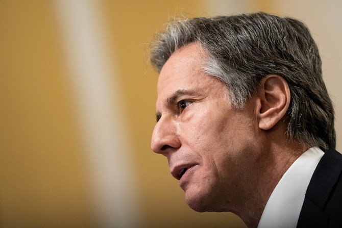 Secretary of State nominee Antony Blinken testifies during his confirmation hearing to be Secretary of State before the Senate Foreign Relations Committee on Tuesday. (AP)