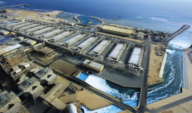 Spanish firm Acciona last year completed the construction of the Al Khobar I desalination plant in Saudi Arabia and since Dec. 26 produces 210,000 cubic meters of drinking water per day, which will supply a population equivalent of 350,000. It is one of the biggest desalination plants in Saudi Arabia in terms of capacity. (Supplied)