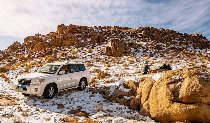 The snowfall on the granite terrain of Jabal Al-Lawz makes the mountain a perfect winter destination. (SPA)