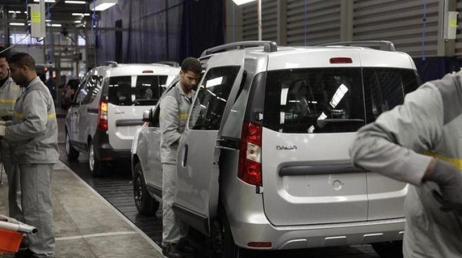 Employees work at the assembly line of Dacia Sandero cars at a factory operated by Somaca in Tangiers. (Reuters/file)