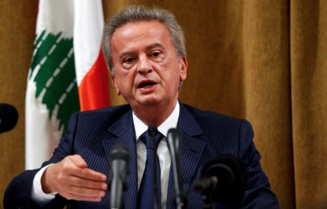 Lebanon's Central Bank Governor Riad Salameh speaks during a news conference at Central Bank in Beirut, Lebanon, November 11, 2019. (Reuters)