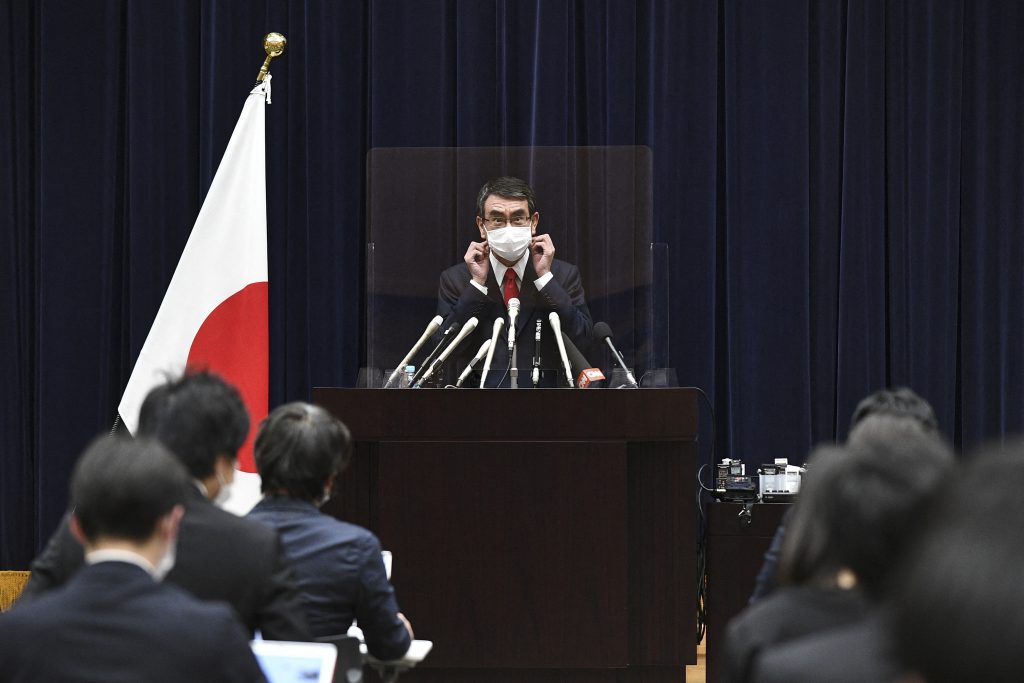 Japanese administrative reform minister Taro Kono admitted that there is talk about whether Japan should also create a framework to issue vaccination certificates that would be recognized internationally. (AFP)